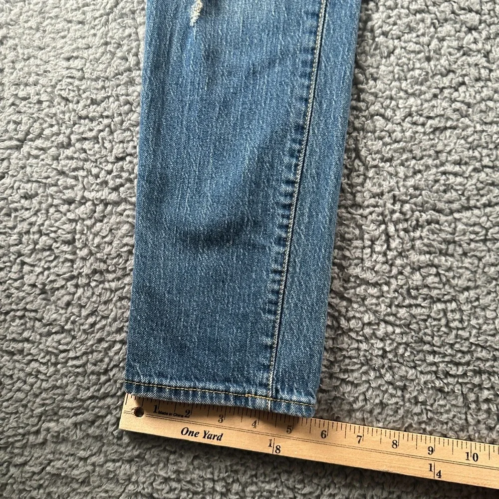 Levis 501 S Jeans Womens 12‎ Premium Button Fly Straight Leg Skinny Distressed